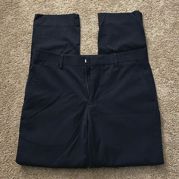 J. Ferrar Mens 32Wx32L Slim Straight Navy Blue Dress Pants - Picture 1 of 7